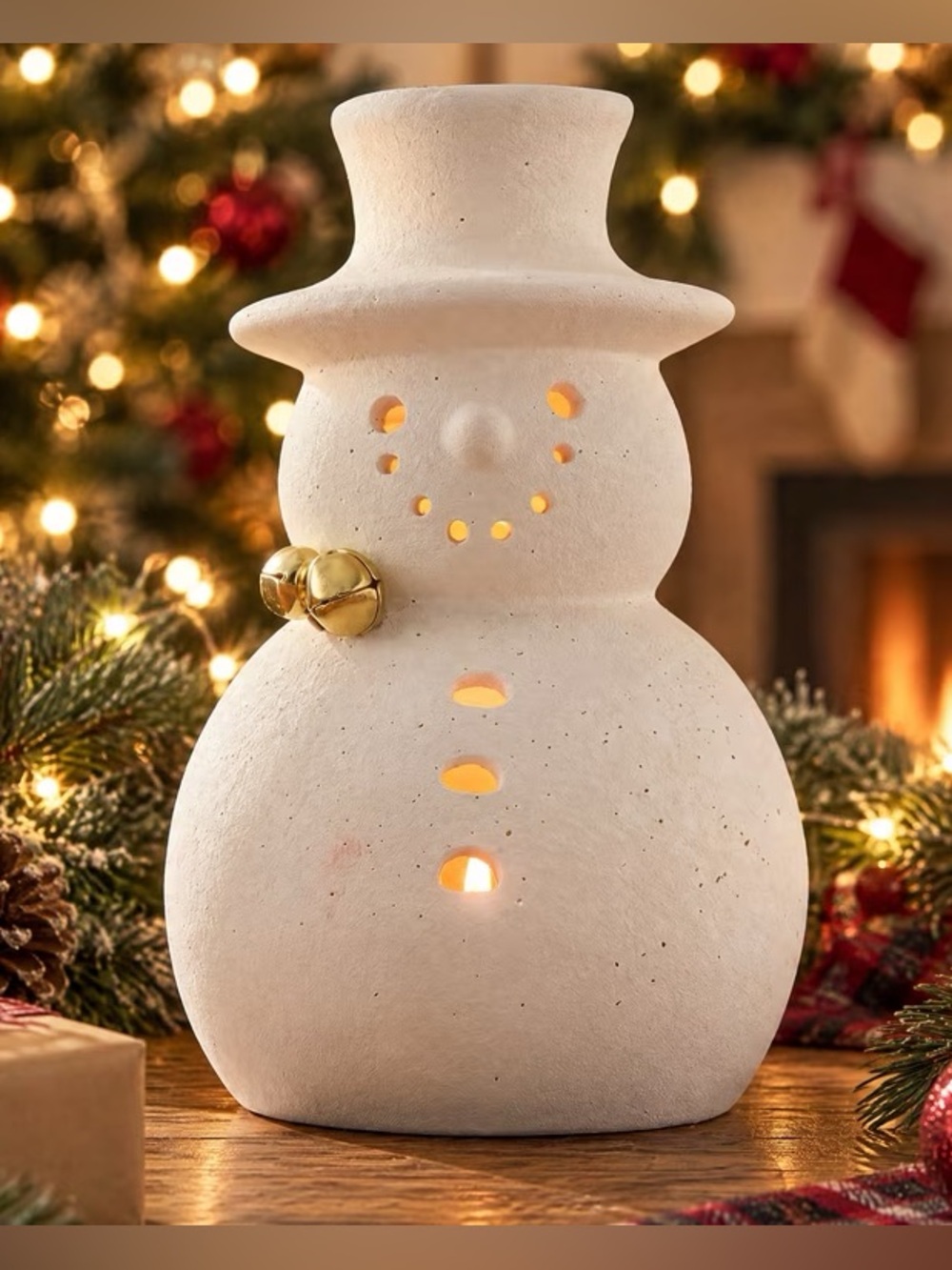 Medium Light-Up Snowman Christmas Decoration, White, 8.5”" - Holiday Time